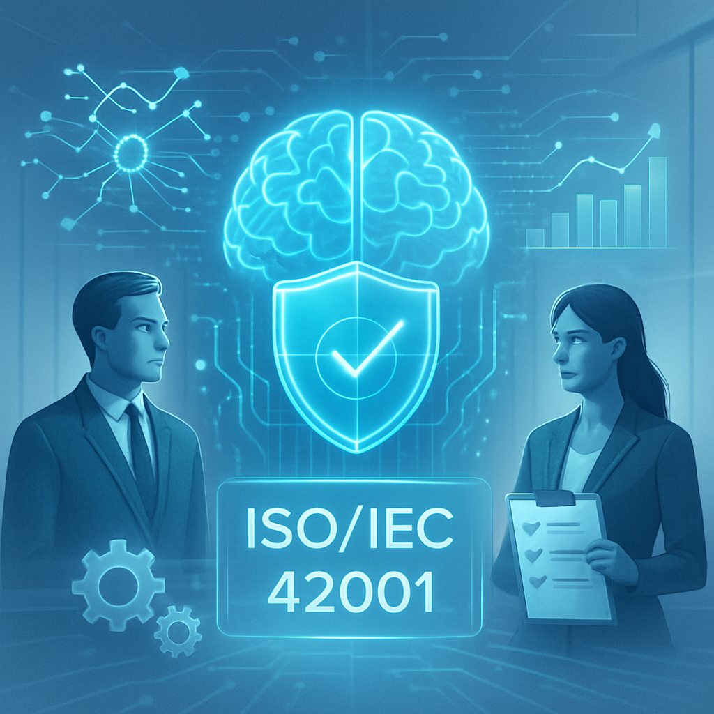 photographic Ilustrao moderna e profissional representando a ISOIEC 42001 um ambiente corporativo futurista com elementos de inteligncia artificial co-1 photographic Ilustrao moderna e profissional representando a ISOIEC 42001 um ambiente corporativo futurista com elementos de inteligncia artificial co-1